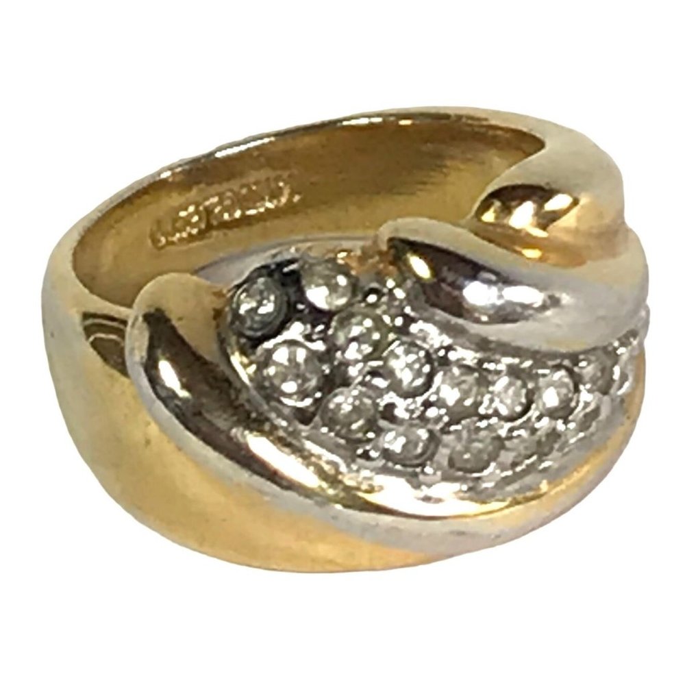 ESPO Joseph Esposito 14K GE Gold Plated Ring with Pave Set Clear Crystals Size 7 - Picture 2 of 7
